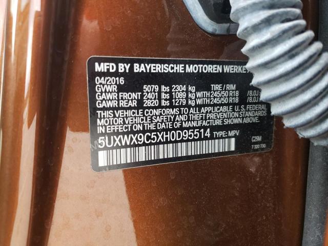 5UXWX9C5XH0D95514 - 2017 BMW X3 XDRIVE28I ყავისფერი ფოტო 13