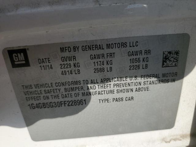 1G4GB5G30FF228961 - 2015 BUICK LACROSSE WHITE photo 13
