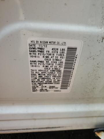 JN8AS5MV6DW618366 - 2013 NISSAN ROGUE S 白色 照片 12