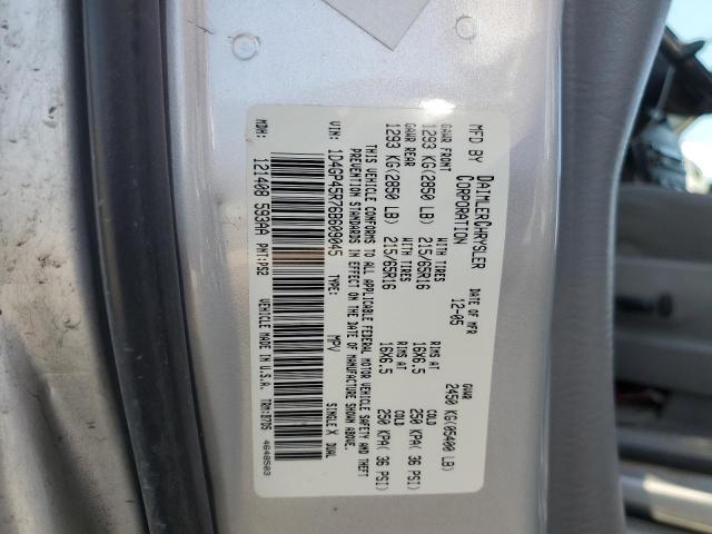 1D4GP45R76B609045 - 2006 DODGE CARAVAN SXT 银色 照片 13
