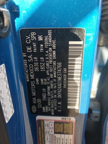 3KPA24AD1ME374766 - 2021 KIA RIO LX BLUE photo 13