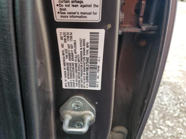 5J6RE4H76BL075492 - 2011 HONDA CR-V EXL BROWN photo 13