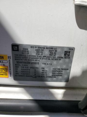 5GAKRAKD3FJ239910 - 2015 BUICK ENCLAVE თეთრი ფოტო 13