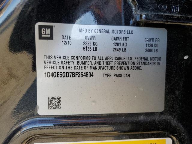 1G4GE5GD7BF264804 - 2011 BUICK LACROSSE CXS BLACK photo 12