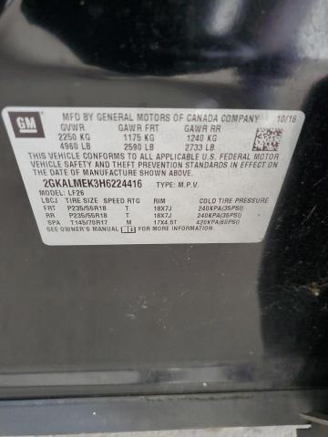 2GKALMEK3H6224416 - 2017 GMC TERRAIN SLE BLACK photo 12