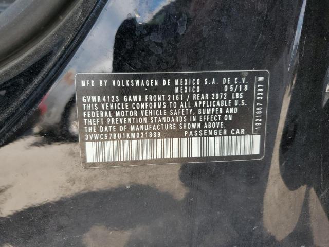 3VWC57BU1KM031889 - 2019 VOLKSWAGEN JETTA S BLACK photo 12