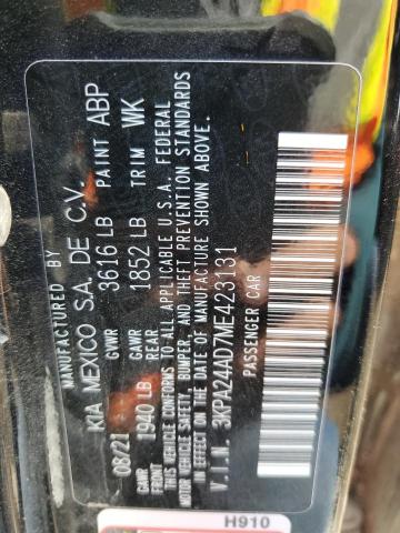 3KPA24AD7ME423131 - 2021 KIA RIO LX BLACK photo 12