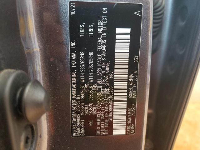 5TDGZRBH4NS163265 - 2022 TOYOTA HIGHLANDER XLE Boz foto 13