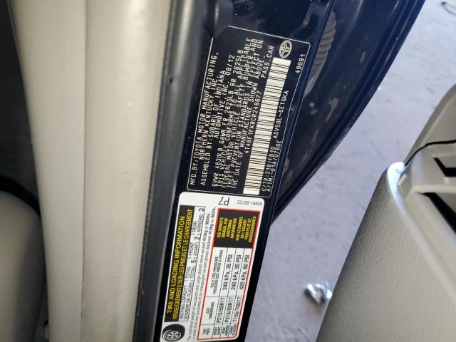 4T4BF1FK8CR248677 - 2012 TOYOTA CAMRY BASE BLACK photo 12