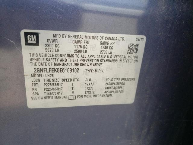 2GNFLFEK8E6109102 - 2014 CHEVROLET EQUINOX LT CHARCOAL photo 13