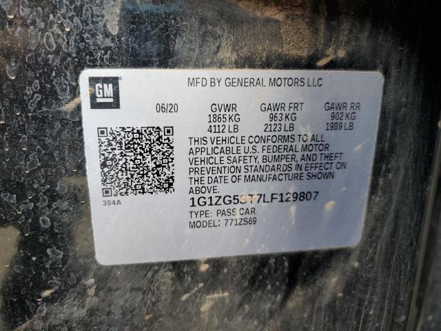 1G1ZG5ST7LF129807 - 2020 CHEVROLET MALIBU RS 黑色 照片 12