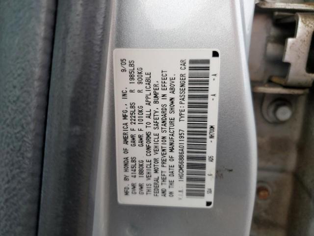 1HGCM56886A011957 - 2006 HONDA ACCORD EX SILVER photo 12