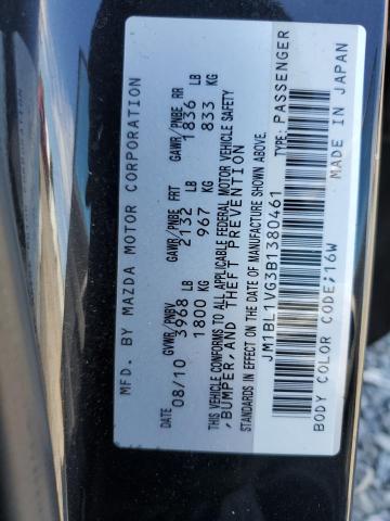 JM1BL1VG3B1380461 - 2011 MAZDA 3 I BLACK photo 12