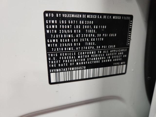 3VVMB7AX7RM064578 - 2024 VOLKSWAGEN TIGUAN SE თეთრი ფოტო 14