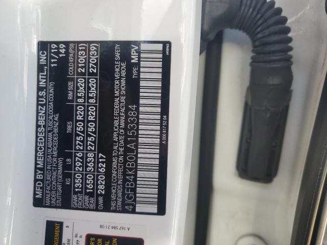 4JGFB4KB0LA153384 - 2020 MERCEDES-BENZ GLE 350 4MATIC WHITE photo 12