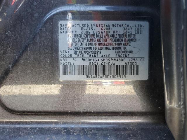 3N1AB7AP3FY302919 - 2015 NISSAN SENTRA S GRAY photo 12