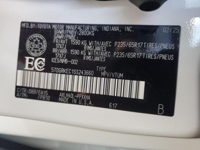 5TDGRKEC1SS243660 - 2025 TOYOTA SIENNA LE/XLE Ақ фото 14