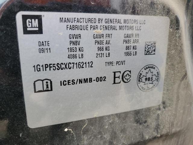 1G1PF5SCXC7162112 - 2012 CHEVROLET CRUZE LT Czarny zdjęcie 12