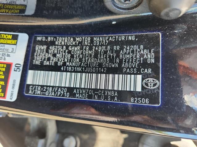 4T1B31HK1JU501142 - 2018 TOYOTA CAMRY LE BLACK photo 13