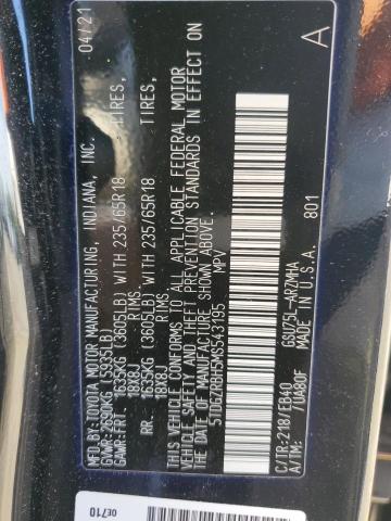 5TDGZRBH5MS543195 - 2021 TOYOTA HIGHLANDER XLE 黑色 照片 13