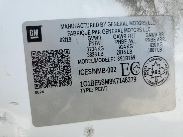 1G1BE5SM8K7146379 - 2019 CHEVROLET CRUZE LT WHITE photo 13