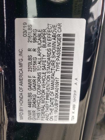 19UUB1F30KA010917 - 2019 ACURA TLX BLACK photo 12