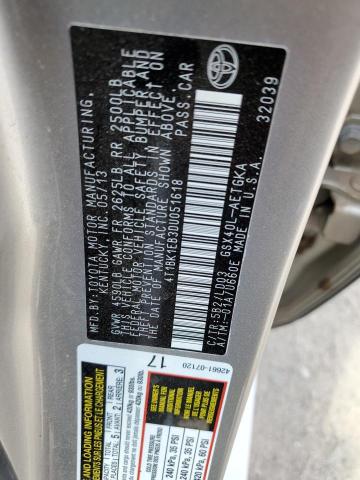 4T1BK1EB3DU051618 - 2013 TOYOTA AVALON BASE 金色 照片 12