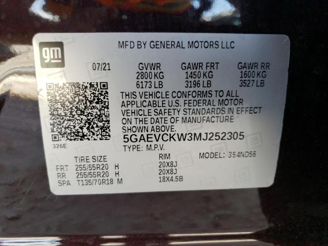 5GAEVCKW3MJ252305 - 2021 BUICK ENCLAVE AVENIR BURGUNDY photo 14