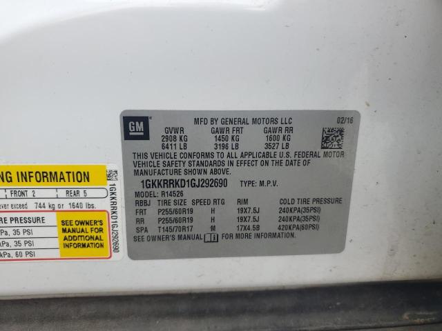 1GKKRRKD1GJ292690 - 2016 GMC ACADIA SLT-1 WHITE photo 13