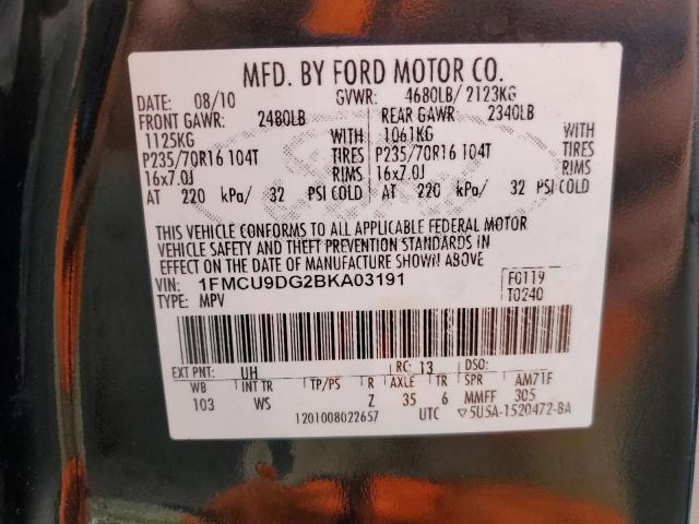 1FMCU9DG2BKA03191 - 2011 FORD ESCAPE XLT BLACK photo 13