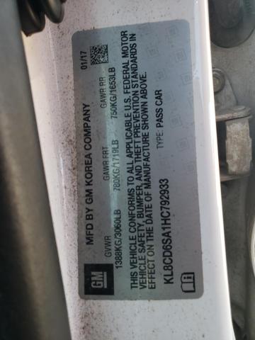 KL8CD6SA1HC792933 - 2017 CHEVROLET SPARK 1LT WHITE photo 12