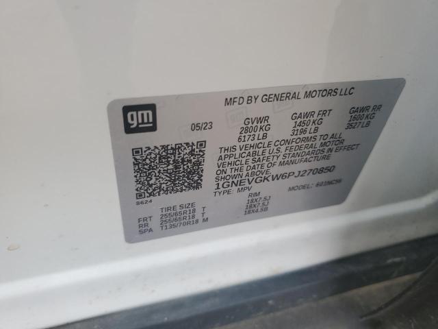 1GNEVGKW6PJ270850 - 2023 CHEVROLET TRAVERSE LT თეთრი ფოტო 13