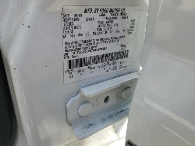 1FTWW3DR7AEA31558 - 2010 FORD F350 SUPER DUTY WHITE photo 13