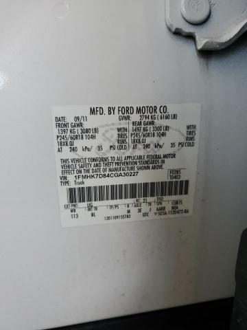 1FMHK7D84CGA30227 - 2012 FORD EXPLORER XLT WHITE photo 13