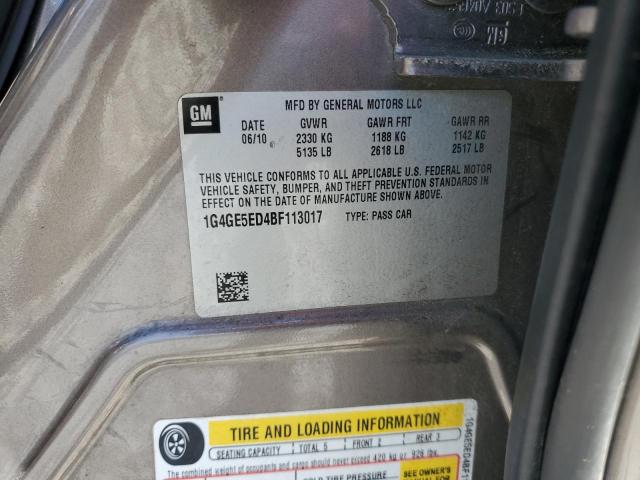 1G4GE5ED4BF113017 - 2011 BUICK LACROSSE CXS 灰色 照片 12