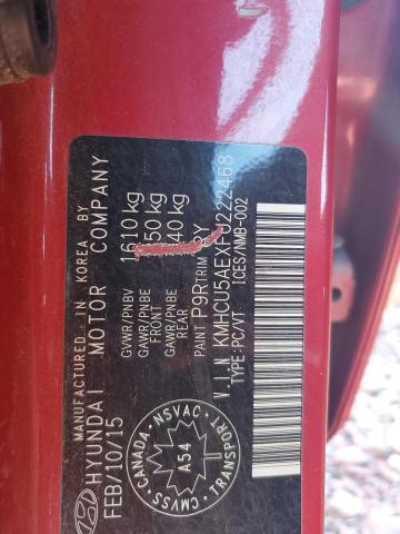 KMHCU5AEXFU222468 - 2015 HYUNDAI ACCENT GLS RED photo 13