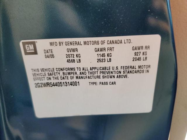 2G2WR544051314001 - 2005 PONTIAC GRAND PRIX GTP BLUE photo 12