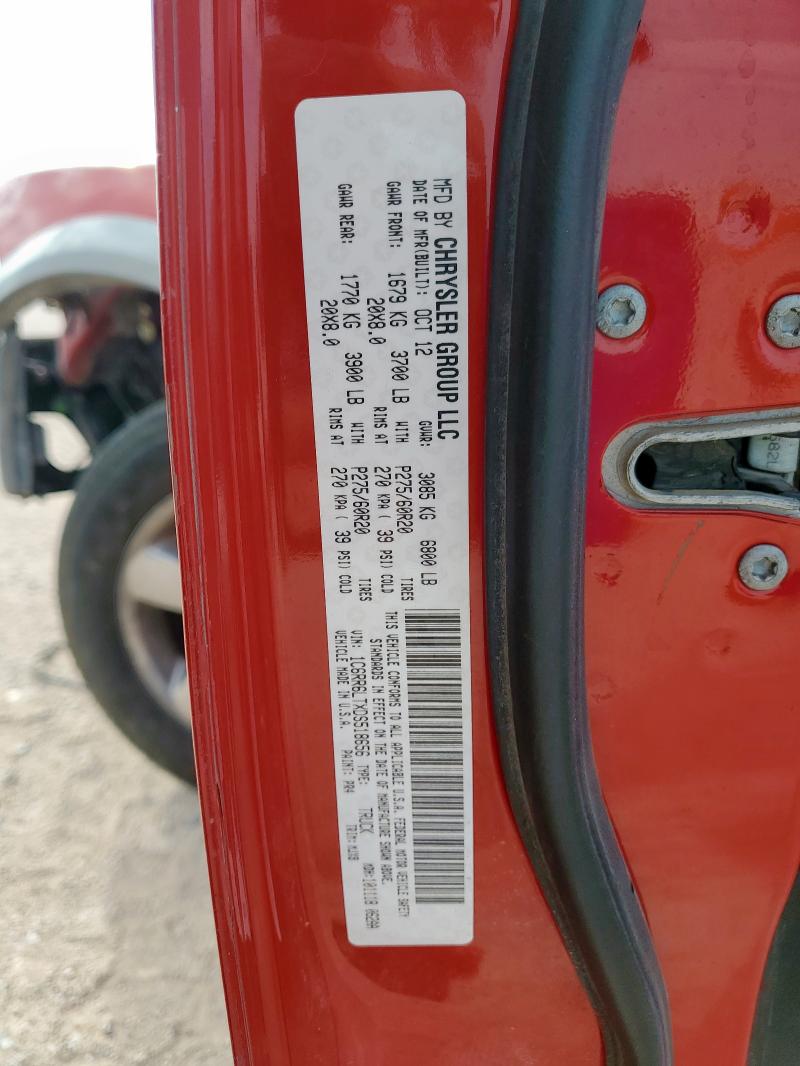 1C6RR6LTXDS518656 - 2013 RAM 1500 SLT RED photo 13