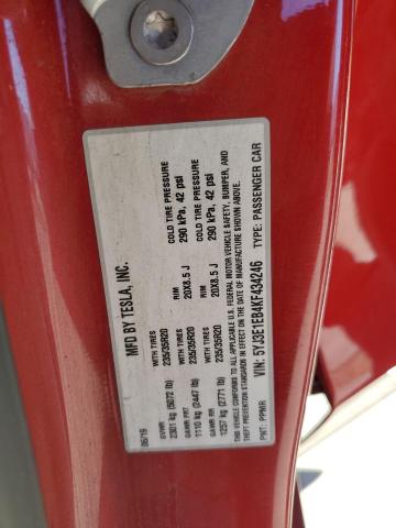 5YJ3E1EB4KF434246 - 2019 TESLA MODEL 3 Qırmızı foto 12