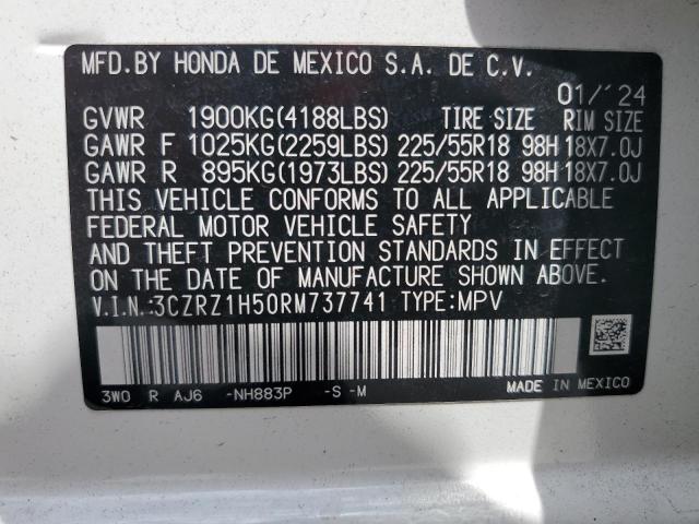 3CZRZ1H50RM737741 - 2024 HONDA HR-V SPORT WHITE photo 13