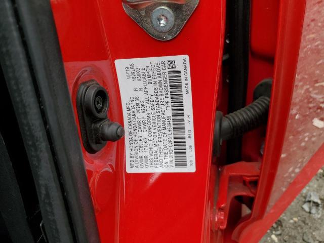 2HGFC2F81LH509459 - 2020 HONDA CIVIC SPORT 红色 照片 12