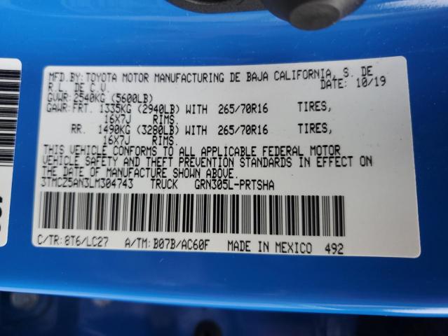 3TMCZ5AN3LM304743 - 2020 TOYOTA TACOMA DOUBLE CAB ლურჯი ფოტო 13