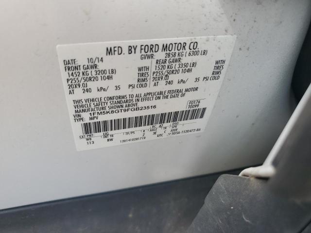 1FM5K8GT9FGB23516 - 2015 FORD EXPLORER SPORT Blanc photo 12