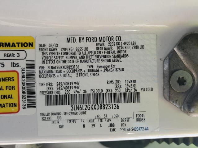 3LN6L2GKXDR823136 - 2013 LINCOLN MKZ أبيض صورة 12