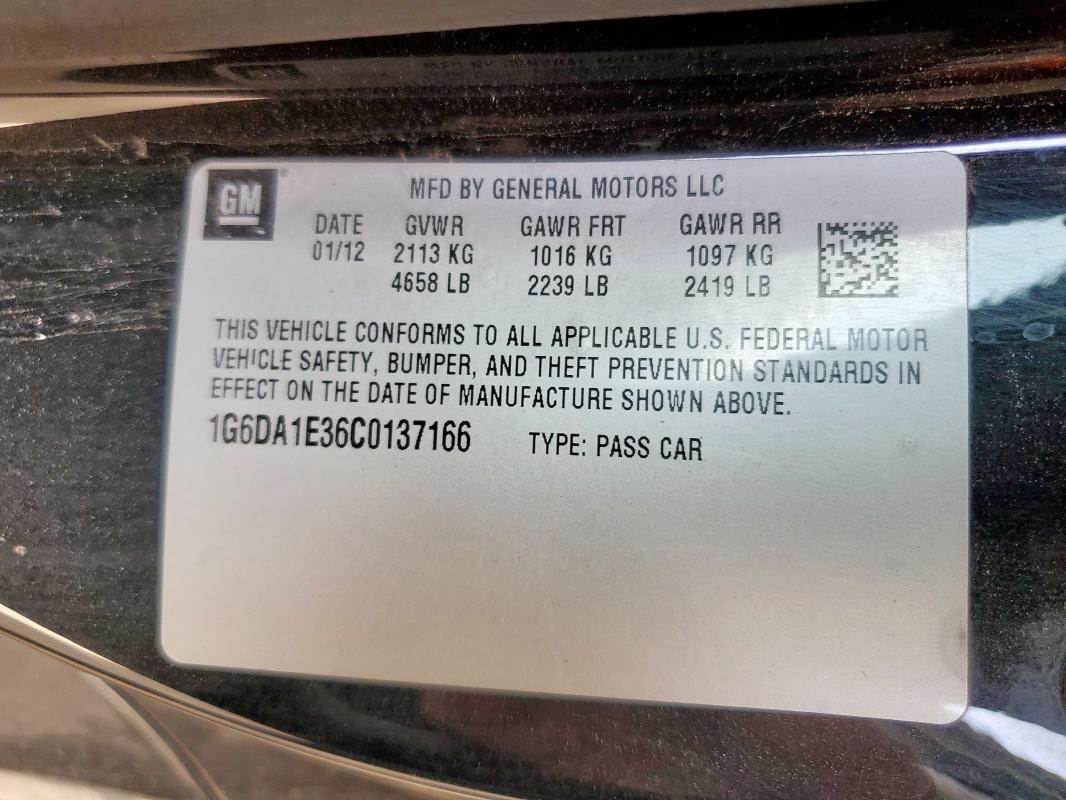 1G6DA1E36C0137166 - 2012 CADILLAC CTS BLACK photo 12