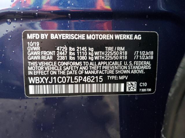 WBXYJ1C07L5P46215 - 2020 BMW X2 XDRIVE28I BLUE photo 13