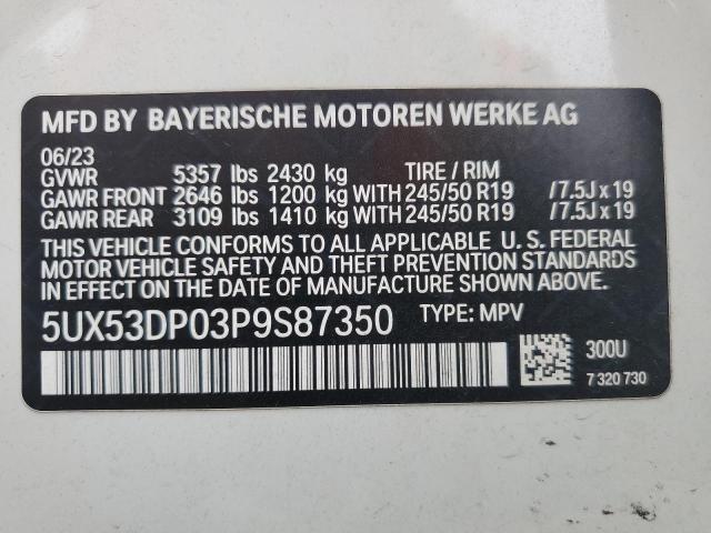 5UX53DP03P9S87350 - 2023 BMW X3 XDRIVE30I WHITE photo 13