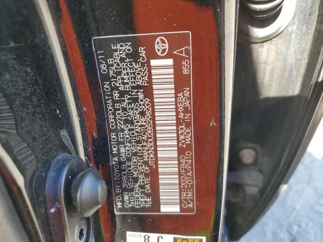 JTDKN3DU2B5298209 - 2011 TOYOTA PRIUS შავი ფოტო 12