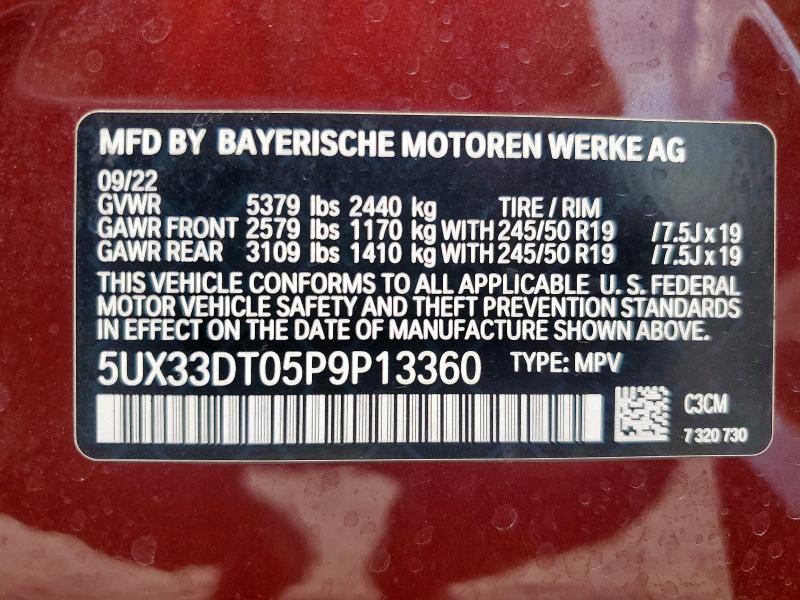 5UX33DT05P9P13360 - 2023 BMW X4 XDRIVE30I BURGUNDY photo 13