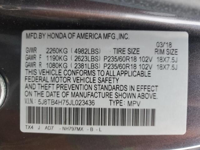 5J8TB4H75JL023436 - 2018 ACURA RDX ADVANCE Boz foto 12
